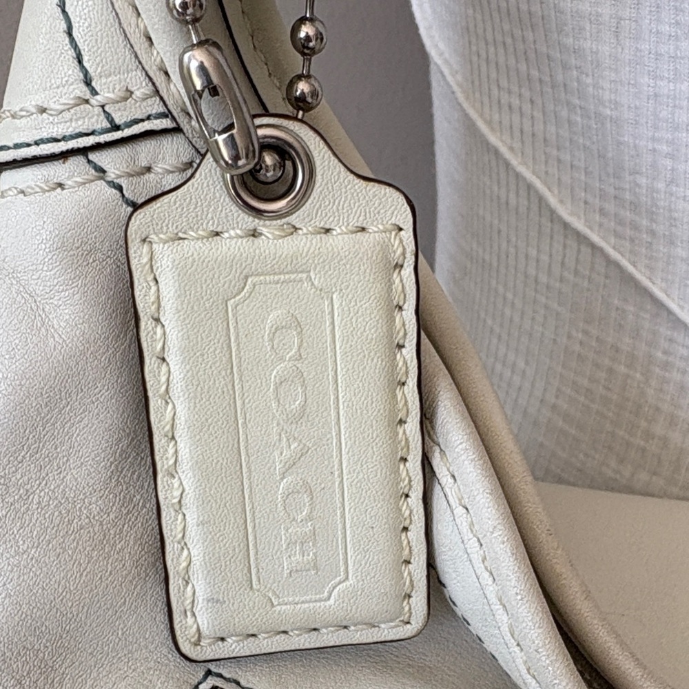 COACH Vintage Rugby Stripe Shoulder Bag Crossbody Blue White - Picture 3 of 12